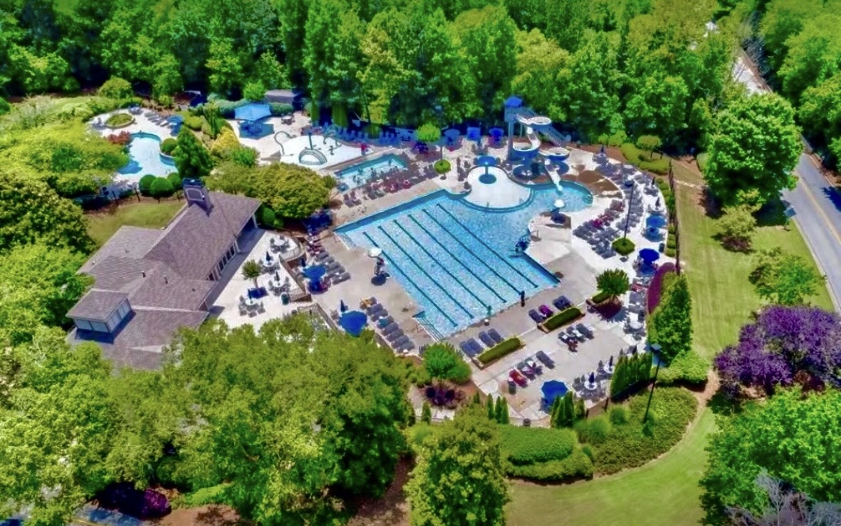 Aerial view of the MorningView pool complex